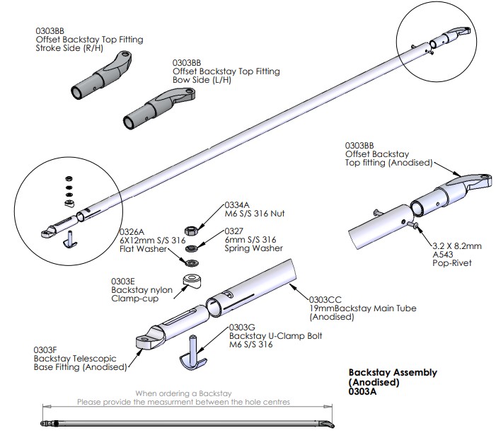 Back-Stay complete Assembly (Anodised Hard)